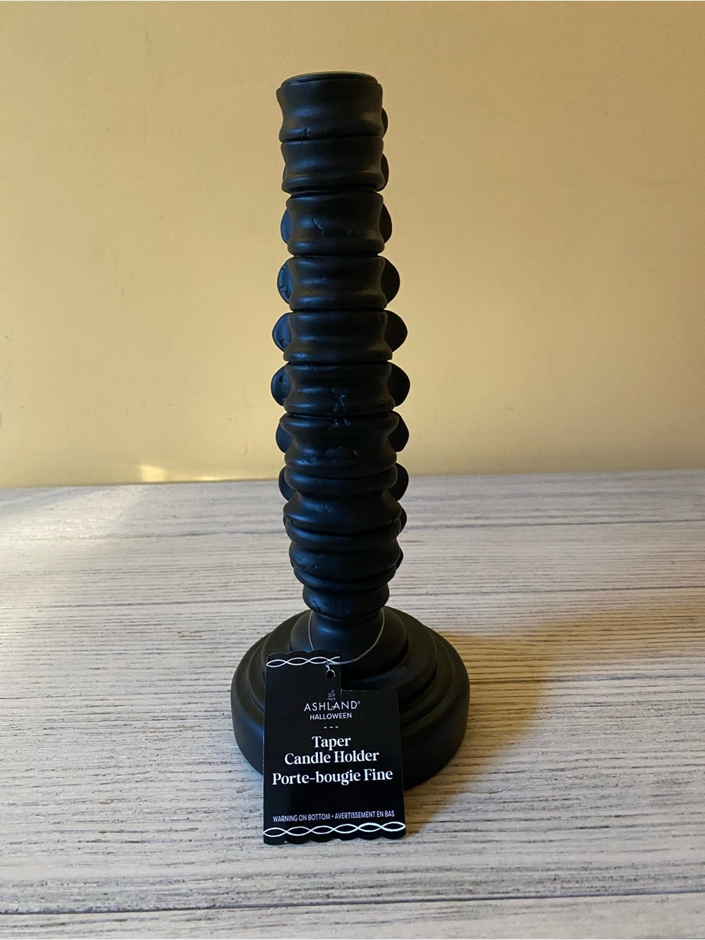 Ashland Black Sculpted Spine Taper Candle Holder